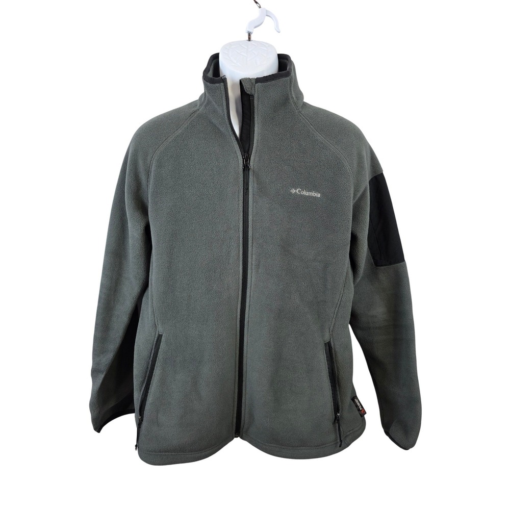 Columbia Polartec Basin Trail Fleece Jacket Mens XL Grey Full Zip Sleeve Pocket